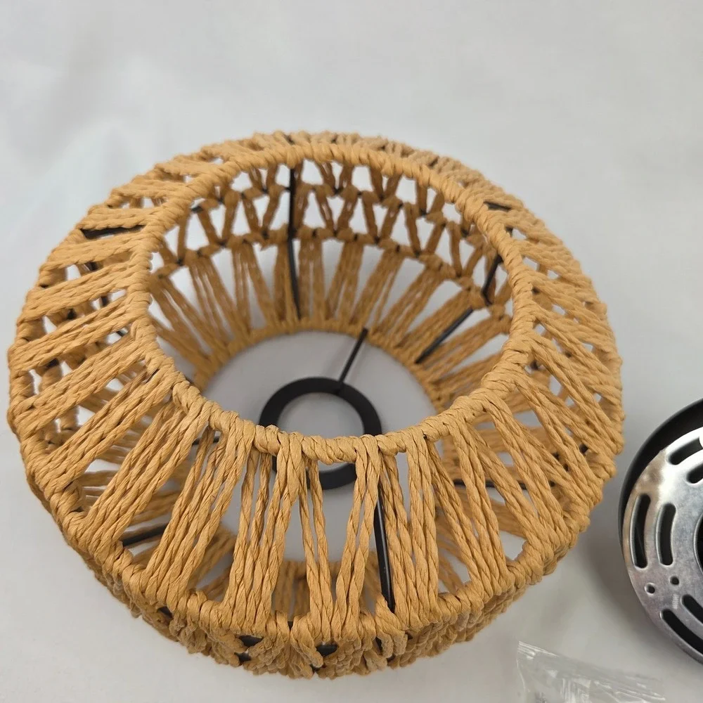 Boho Light Fixtures Ceiling Mount Mini Boho Rattan Chandelier, Woven Flush Mount